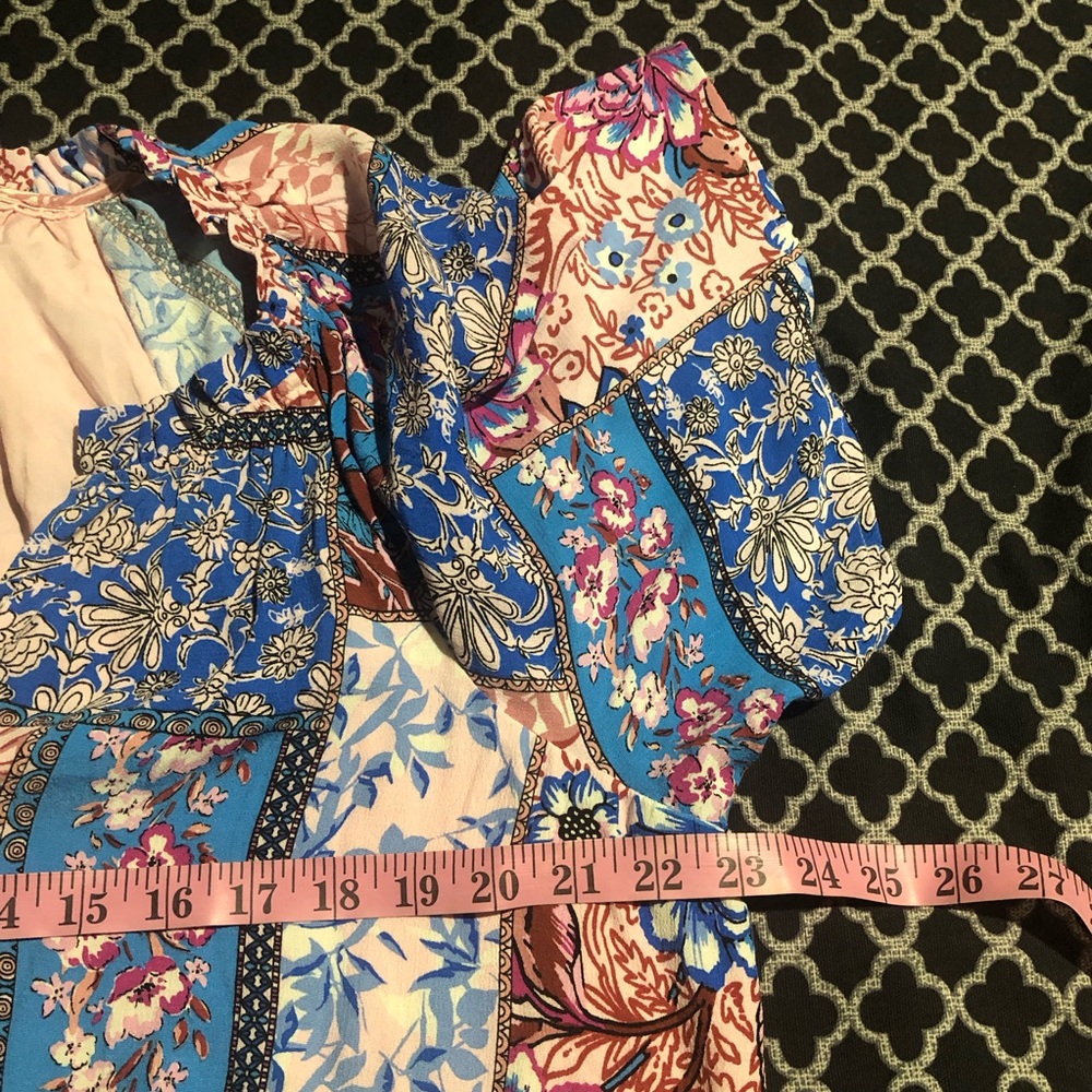 Anthropologie Floral Boho Tiered Midi Dress Sz 2X Pink Blue N14 - Picture 9 of 11